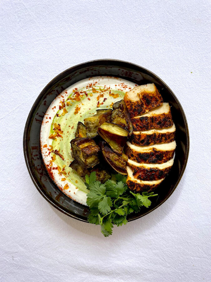 Aubergine and coriander chicken, private chef Quinta do Lago Aubergine and coriander chicken, private chef Quinta do Lago